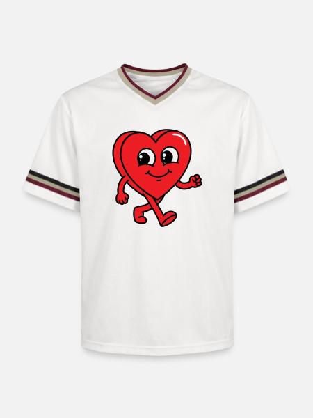 Walking Heart - Unisex Football Style Mesh T-Shirt - offwhite/burgundy
