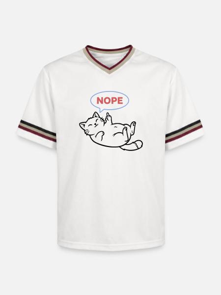 Laughing Cat Nope Middle Finger - Unisex Football Style Mesh T-Shirt - offwhite/burgundy