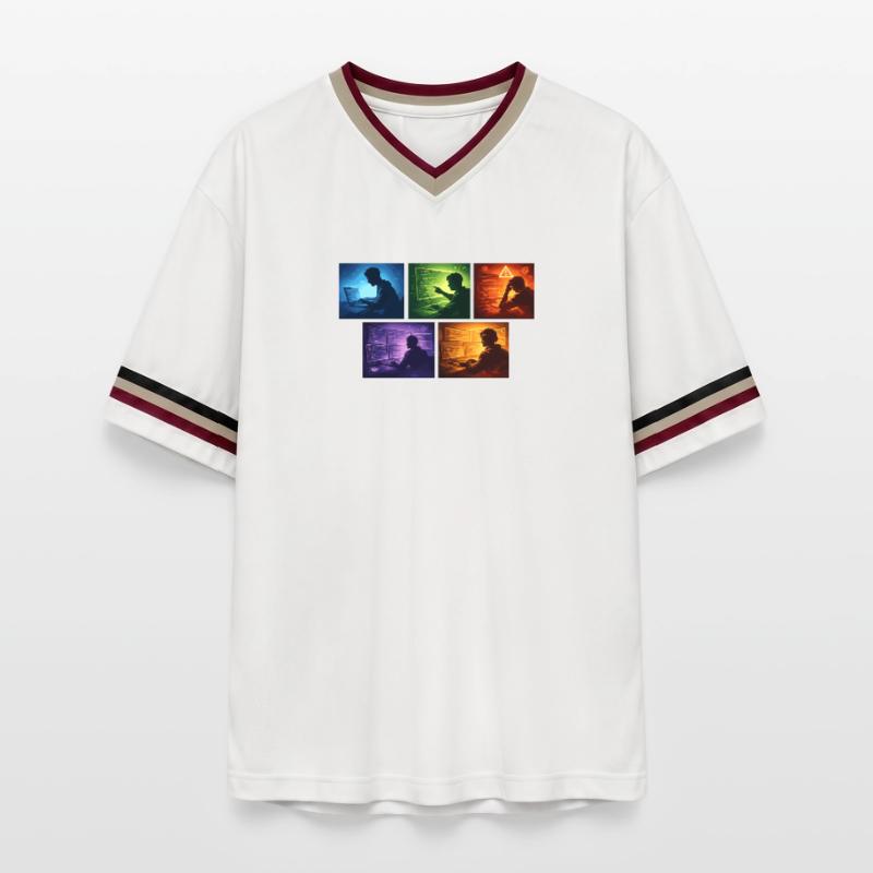 Multi-Screen Code Shadow Unisex Football Style Mesh T-Shirt