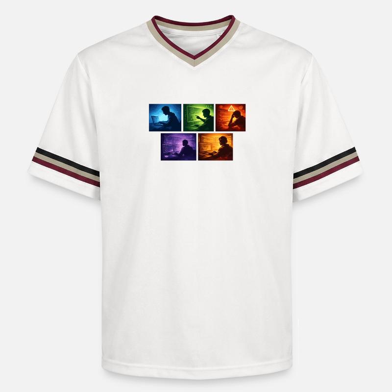 Ombre de code multi-écran - Unisex Football Style Mesh T-Shirt - blanc cassé/bordeaux
