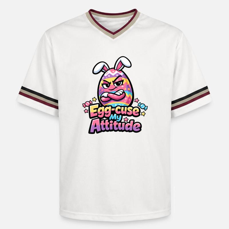 Egg-Cuse My Attitude Easter - T-shirt de foot unisexe en mesh - blanc cassé/bordeaux