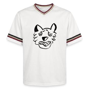 Loup Noir Lignes Graffiti - T-shirt de foot unisexe en mesh - blanc cassé/bordeaux - Devant - AI Model Male 178 light (178cm) & AI Model Male 178 dark (178cm)