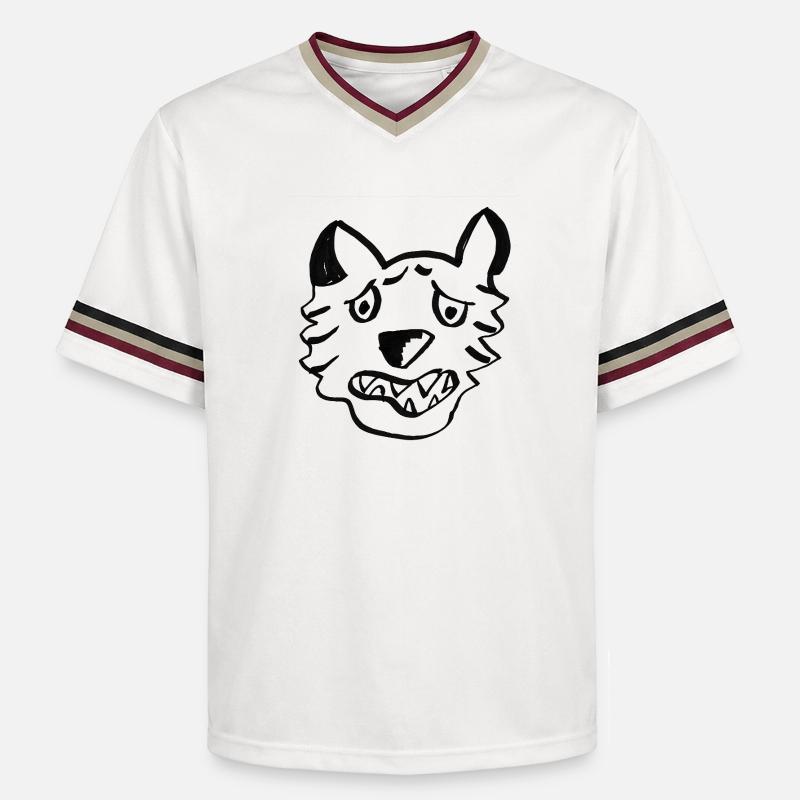 Black Wolf Graffiti-Linien - Unisex Football Style Mesh T-Shirt - Offwhite/Bordeaux