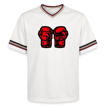 Boxing Gloves Symbol Boxing - Unisex Football Style Mesh T-Shirt - offwhite/burgundy - Front - AI Model Male 178 light (178cm) & AI Model Male 178 dark (178cm)
