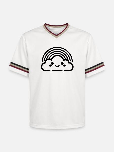 rainbow - Unisex Football Style Mesh T-Shirt - offwhite/burgundy