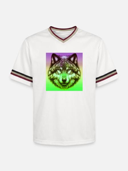 Wolf - Unisex Football Style Mesh T-Shirt - Offwhite/Bordeaux