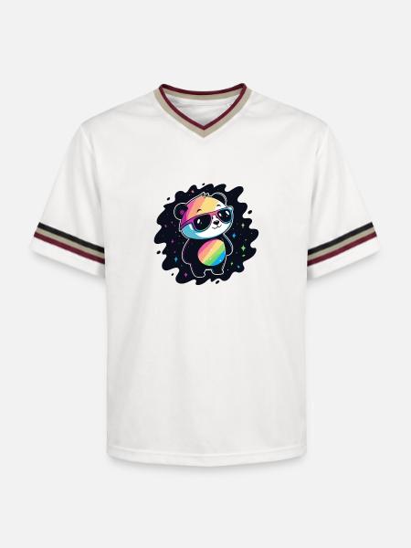 Panda Rainbow Galaxy Cool Glasses - Unisex Football Style Mesh T-Shirt - offwhite/burgundy
