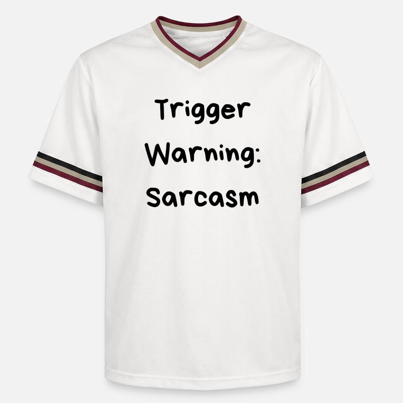 Trigger Warning: Sarcasm - Unisex Football Style Mesh T-Shirt - Offwhite/Bordeaux