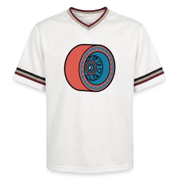 Skateboard Rolle Longboard - Unisex Football Style Mesh T-Shirt - Offwhite/Bordeaux - Vorne - AI Model Male 178 light (178cm) & AI Model Male 178 dark (178cm)