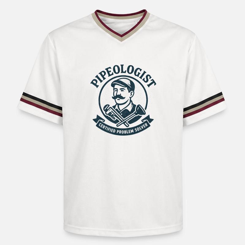 Pipe Expert | Plumber Problem Solver - Unisex Football Style Mesh T-Shirt - offwhite/burgundy