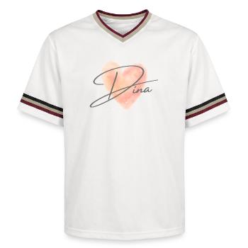 Dina Name for Girl's Name Baby Girl Baby Shower - Unisex Football Style Mesh T-Shirt - offwhite/burgundy - Front - AI Model Male 178 light (178cm) & AI Model Male 178 dark (178cm)