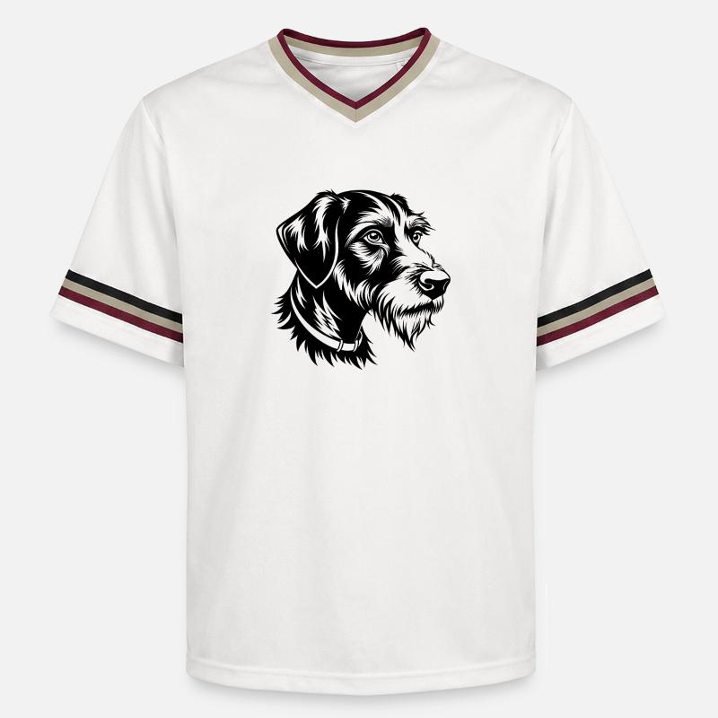German Wirehaired Pointer - Unisex Football Style Mesh T-Shirt - offwhite/burgundy