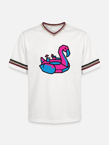Flamingo Schwimmtier Pool Party - Unisex Football Style Mesh T-Shirt - Offwhite/Bordeaux