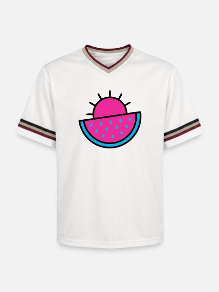 Watermelon Sun 90s Pop Art - Unisex Football Style Mesh T-Shirt - offwhite/burgundy