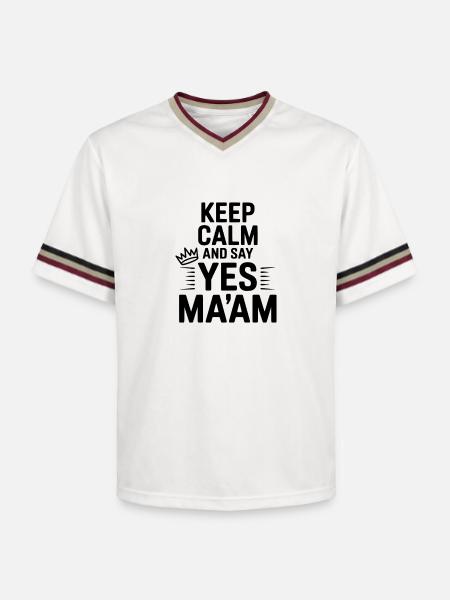 Keep Calm and Say Yes Ma'am - Unisex Football Style Mesh T-Shirt - offwhite/burgundy