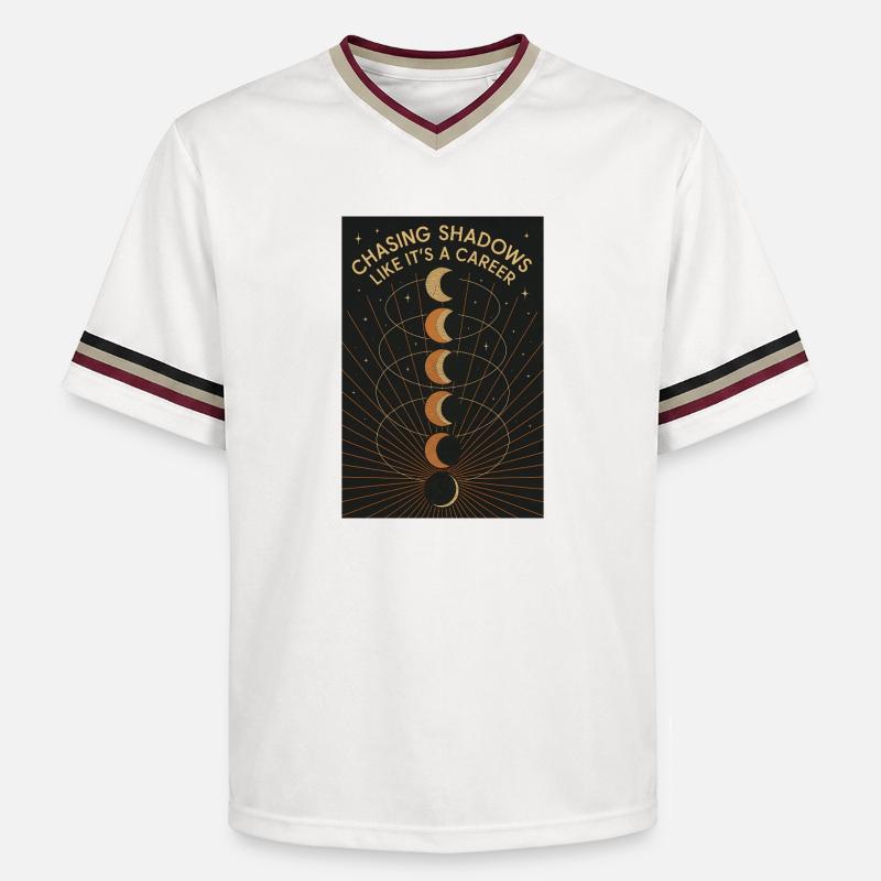 Shadow Hunt | Solar eclipse - Unisex Football Style Mesh T-Shirt - offwhite/burgundy