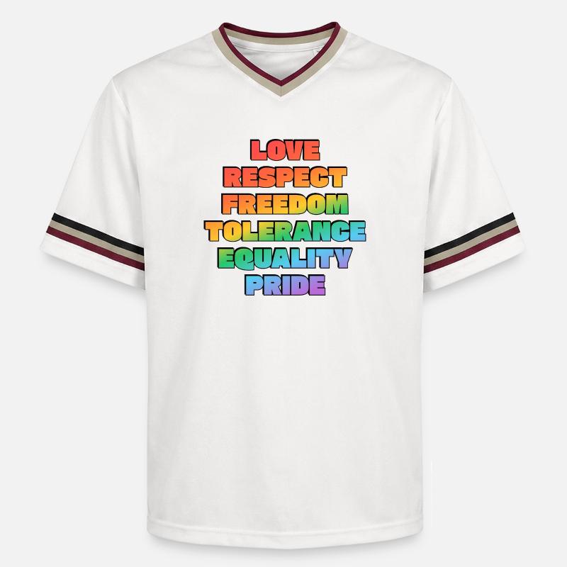 Rainbow Pride Values - Unisex Football Style Mesh T-Shirt - offwhite/burgundy