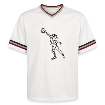 Volleyball player - Unisex Football Style Mesh T-Shirt - offwhite/burgundy - Front - AI Model Male 178 light (178cm) & AI Model Male 178 dark (178cm)