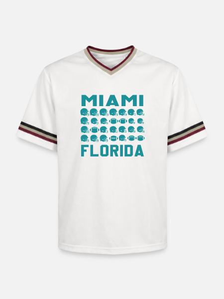 Miami Florida Football Shield - Unisex Football Style Mesh T-Shirt - offwhite/burgundy