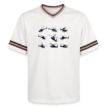 Hubschrauber Helikopeter - Unisex Football Style Mesh T-Shirt - Offwhite/Bordeaux - Vorne - AI Model Male 178 light (178cm) & AI Model Male 178 dark (178cm)