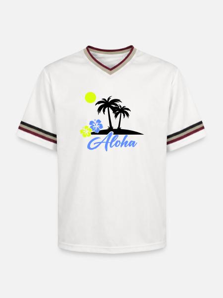 Écriture néon Hibiscus Aloha - T-shirt de foot unisexe en mesh - blanc cassé/bordeaux