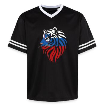 Eslovenia - Slovenia - Tiger Flags - Unisex Football Style Mesh T-Shirt - offwhite/burgundy - Front - AI Model Male 178 light (178cm) & AI Model Male 178 dark (178cm)