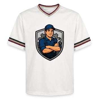 Motif du bouclier mécanique - T-shirt de foot unisexe en mesh - blanc cassé/bordeaux - Devant - AI Model Male 178 light (178cm) & AI Model Male 178 dark (178cm)