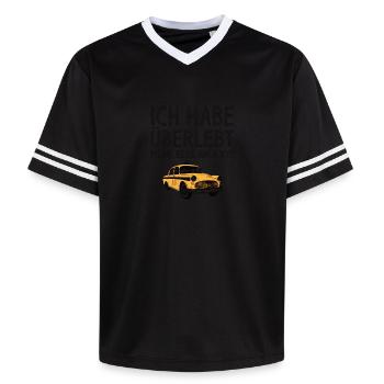 Ik overleefde Mijn Reis naar NYC T-Shirt - Unisex Football Style Mesh T-Shirt - Offwhite/Bordeaux - Vorne - AI Model Male 178 light (178cm) & AI Model Male 178 dark (178cm)