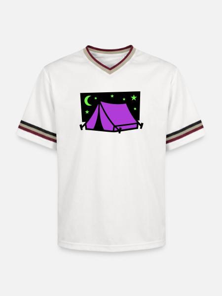 Camping Zelt Sterne Grafik - Unisex Football Style Mesh T-Shirt - Offwhite/Bordeaux