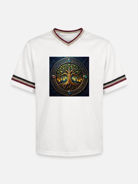 Arbre mystique aux bijoux et nœuds - T-shirt de foot unisexe en mesh - blanc cassé/bordeaux