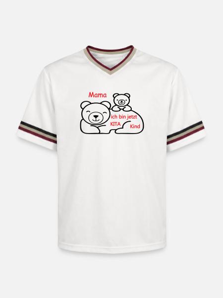 Kita Kind - Unisex Football Style Mesh T-Shirt - Offwhite/Bordeaux