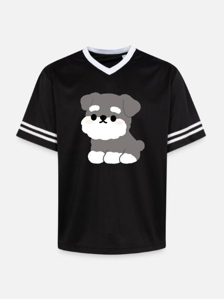 Grey Fluffy Schnauzer Pup Charm - Unisex Football Style Mesh T-Shirt - offwhite/burgundy