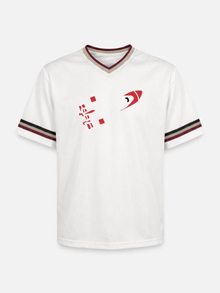 Abstract Rocket Silhouette - Unisex Football Style Mesh T-Shirt - offwhite/burgundy