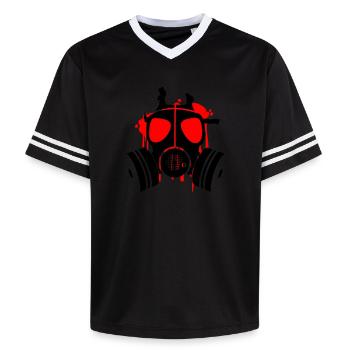 death is everywhere - Unisex Football Style Mesh T-Shirt - offwhite/burgundy - Front - AI Model Male 178 light (178cm) & AI Model Male 178 dark (178cm)