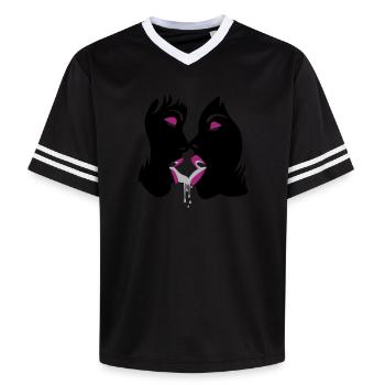 fluffy girls - Unisex Football Style Mesh T-Shirt - Offwhite/Bordeaux - Vorne - AI Model Male 178 light (178cm) & AI Model Male 178 dark (178cm)