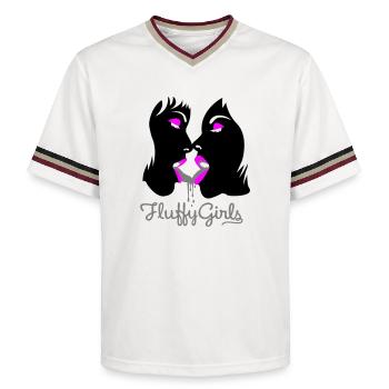 fluffy girls - Unisex Football Style Mesh T-Shirt - Offwhite/Bordeaux - Vorne - AI Model Male 178 light (178cm) & AI Model Male 178 dark (178cm)