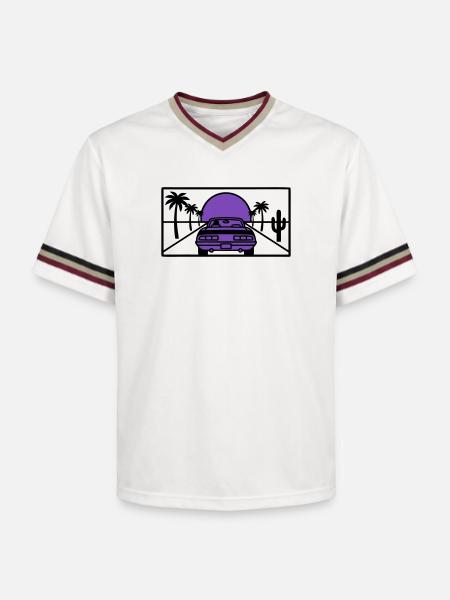 Night Driving Highway Graphic - Unisex Football Style Mesh T-Shirt - offwhite/burgundy