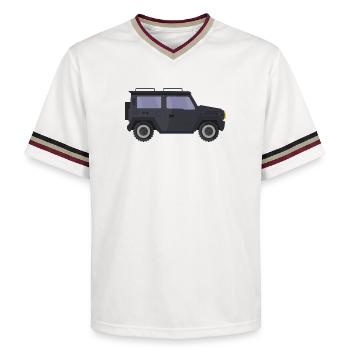 Jeep - Unisex Football Style Mesh T-Shirt - offwhite/burgundy - Front - AI Model Male 178 light (178cm) & AI Model Male 178 dark (178cm)