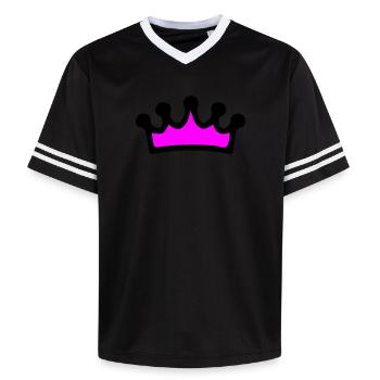 Krone Comic - Unisex Football Style Mesh T-Shirt - Offwhite/Bordeaux - Vorne - AI Model Male 178 light (178cm) & AI Model Male 178 dark (178cm)