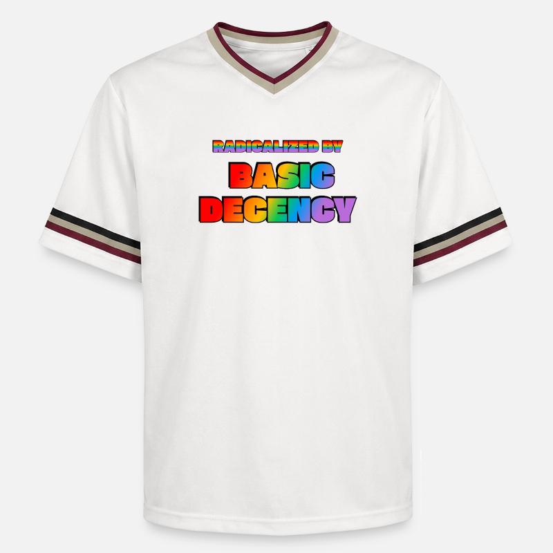 Radicalized by Basic Decency - Unisex Football Style Mesh T-Shirt - offwhite/burgundy