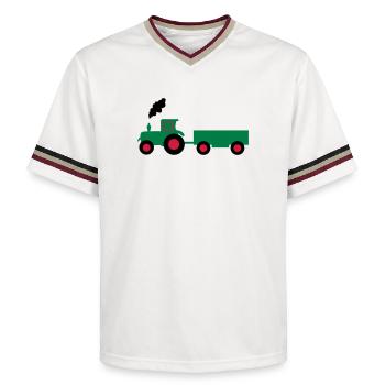 traktor trecker anhaenger - Unisex Football Style Mesh T-Shirt - Offwhite/Bordeaux - Vorne - AI Model Male 178 light (178cm) & AI Model Male 178 dark (178cm)