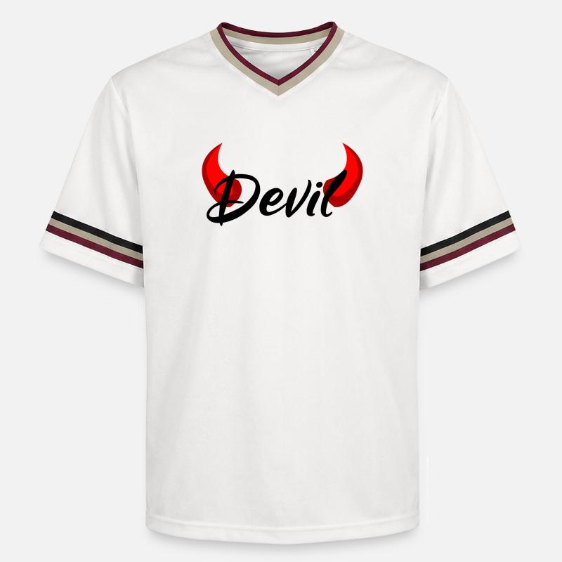 I'm a Devil - Devil - Unisex Football Style Mesh T-Shirt - offwhite/burgundy