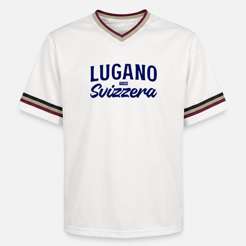 Lugano Svizzera Script Design - T-shirt de foot unisexe en mesh - blanc cassé/bordeaux