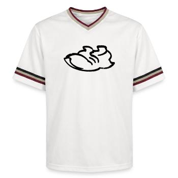 Running Shoe Contour - Unisex Football Style Mesh T-Shirt - offwhite/burgundy - Front - AI Model Male 178 light (178cm) & AI Model Male 178 dark (178cm)