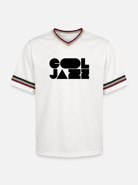 Bold cool jazz logo design - Unisex Football Style Mesh T-Shirt - offwhite/burgundy