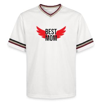 Best Mom - Mother's Day - Unisex Football Style Mesh T-Shirt - offwhite/burgundy - Front - AI Model Male 178 light (178cm) & AI Model Male 178 dark (178cm)