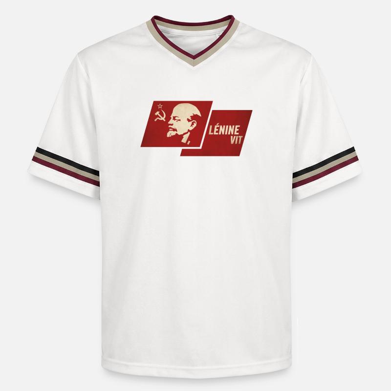 Lénine Vit Drapeau - T-shirt de foot unisexe en mesh - blanc cassé/bordeaux