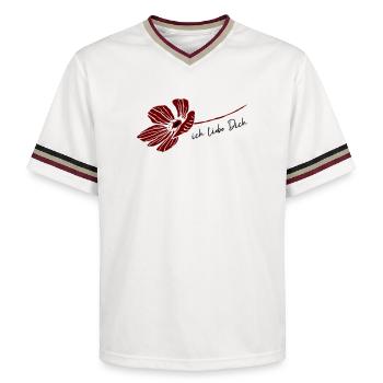 I love you - Unisex Football Style Mesh T-Shirt - offwhite/burgundy - Front - AI Model Male 178 light (178cm) & AI Model Male 178 dark (178cm)