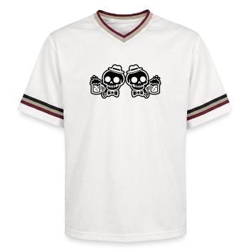 Skelett Bier Team Junggesellen - Unisex Football Style Mesh T-Shirt - Offwhite/Bordeaux - Vorne - AI Model Male 178 light (178cm) & AI Model Male 178 dark (178cm)