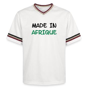 Made in AFRIQUE ! - T-shirt de foot unisexe en mesh - blanc cassé/bordeaux - Devant - AI Model Male 178 light (178cm) & AI Model Male 178 dark (178cm)